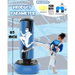 Outlet JUOIFIP Worek bokserski 165 cm dla dzieci z rękawicami MMA Niebieski