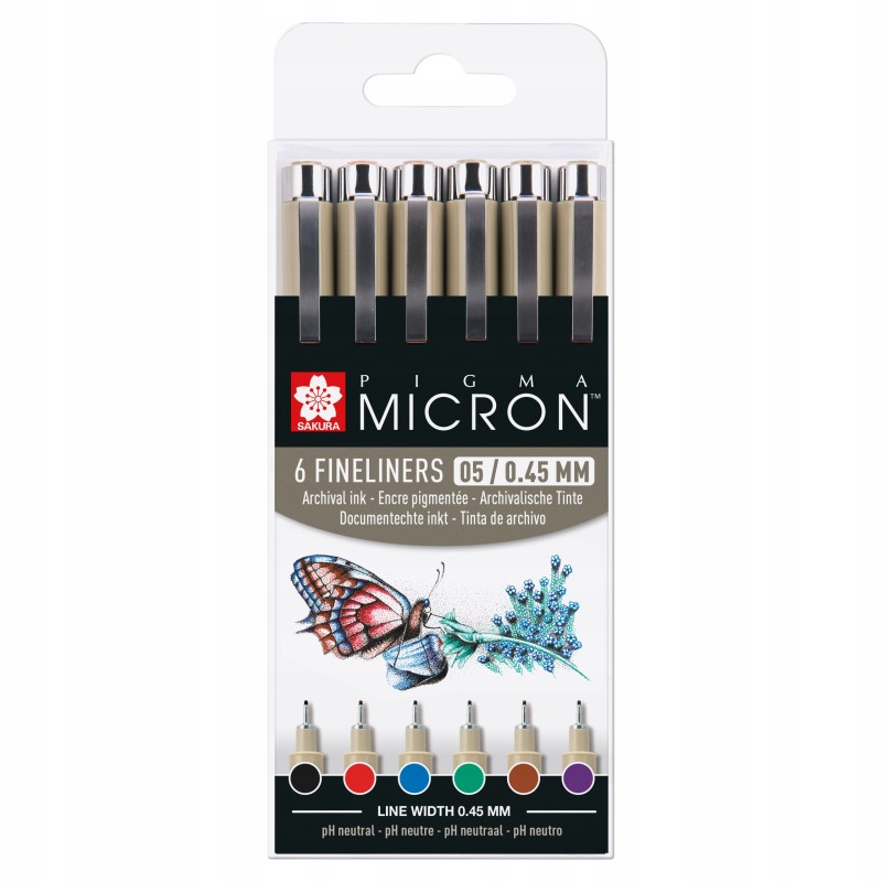 Pisaki Kolorowe Sakura Pigma Micron Basic 05/0.45mm Set 6 szt.