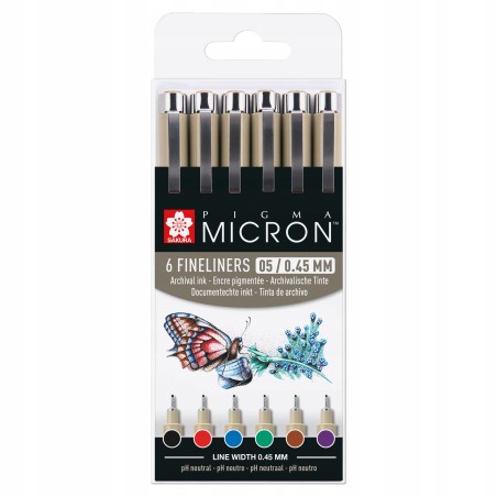 Pisaki Kolorowe Sakura Pigma Micron Basic 05/0.45mm Set 6 szt.