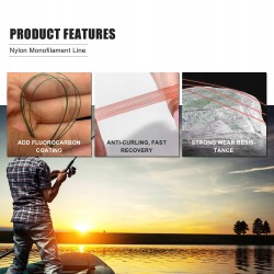 Outlet Dingbear Żyłka Wędkarska Nylon Monofilament 500m 25LB 0.43mm Zielona