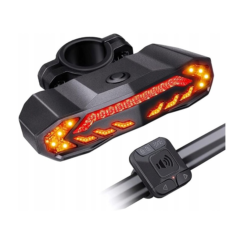 USZKODZONY Lampka rowerowa KYYKA tylna z alarmem 5w1 110dB USB C