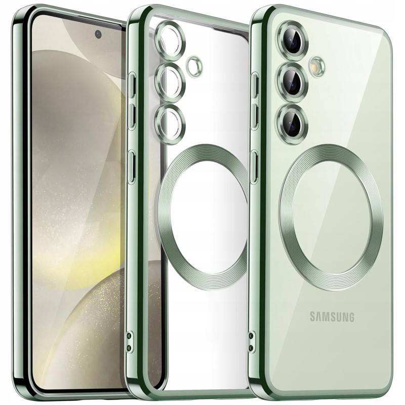 Outlet Etui JETech MagSafe do Samsung Galaxy S24 zielone przezroczyste