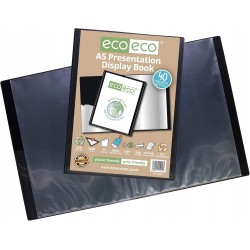 eco-eco Książka prezentacyjna A5, 40 kieszeni, czarne etui z recyklingu