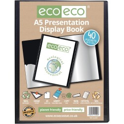 eco-eco Książka prezentacyjna A5, 40 kieszeni, czarne etui z recyklingu