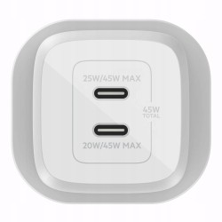 Outlet Belkin 45W PD PPS Dual USB-C GaN Charger White