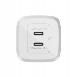 Outlet Belkin 45W PD PPS Dual USB-C GaN Charger White