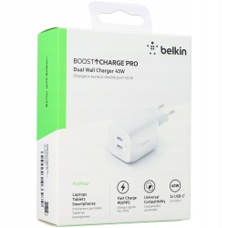 Outlet Belkin 45W PD PPS Dual USB-C GaN Charger White