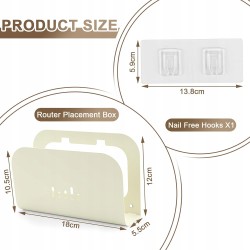 Outlet Metalowa półka ścienna na router i kable 18x5,5x12 cm, biała, bez