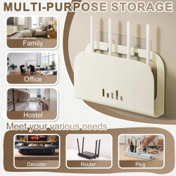 Outlet Metalowa półka ścienna na router i kable 18x5,5x12 cm, biała, bez