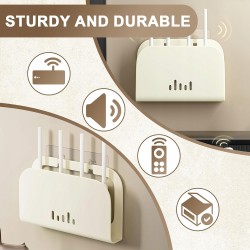 Outlet Metalowa półka ścienna na router i kable 18x5,5x12 cm, biała, bez