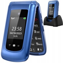 Outlet Telefon komórkowy GSM z klapką duże przyciski SOS Niebieski