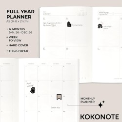 Outlet Dziennik z zakładkami Kokonote Kalendarz A5 2026 po Angielsku