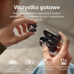 USZKODZONY Słuchawki Douszne Bezprzewodowe Philips TAQ2000BK IPX4 Czarne