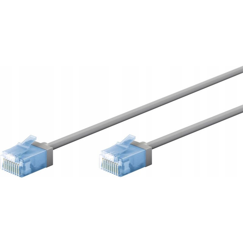 Outlet 4x Kabel sieciowy patchcord RJ45 LAN kat.6A Ultra slim U/UTP szary