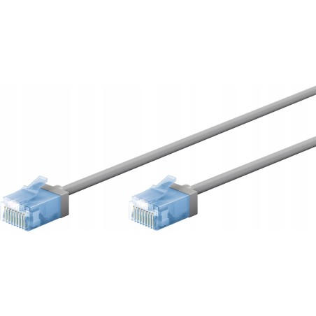 Outlet 4x Kabel sieciowy patchcord RJ45 LAN kat.6A Ultra slim U/UTP szary