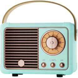 Outlet Głośnik Bluetooth Retro Radio Hi-Fi Przenośny Niebieski