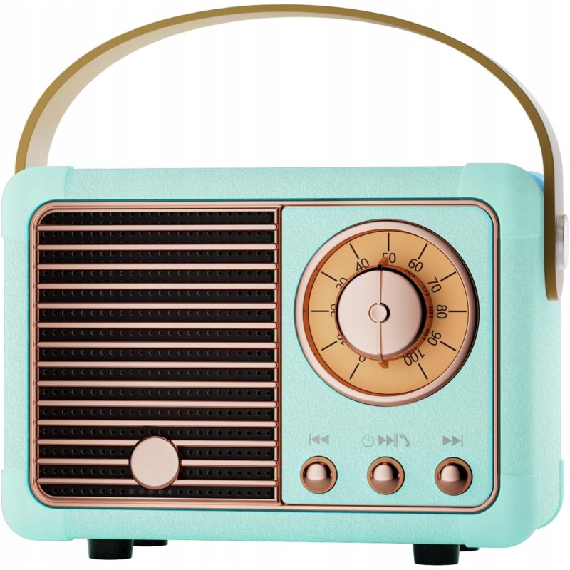 Outlet Głośnik Bluetooth Retro Radio Hi-Fi Przenośny Niebieski