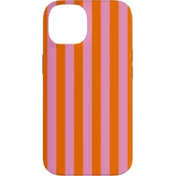 Outlet Etui do iPhone 14 minimalistyczne, paski pomarańczowo-różowe