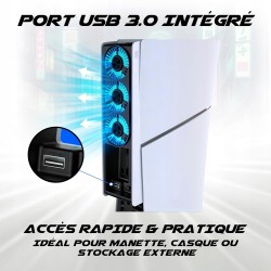 Outlet Wentylator chłodzący LED AKUMA Cyber W02 do PS5 Slim USB 3.0 Biały