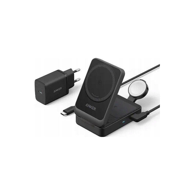 Outlet Składana ładowarka indukcyjna Anker MagGo 3w1 15W Apple Czarny