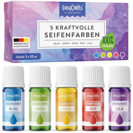 Outlet EasyCrafts Kolorowe barwniki do mydeł i bomb kąpielowych 5x10 ml