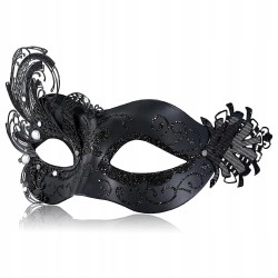 Outlet Maska wenecka Paw czarna metalowa maska motyl na imprezy Halloween