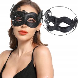 Outlet Maska wenecka Paw czarna metalowa maska motyl na imprezy Halloween