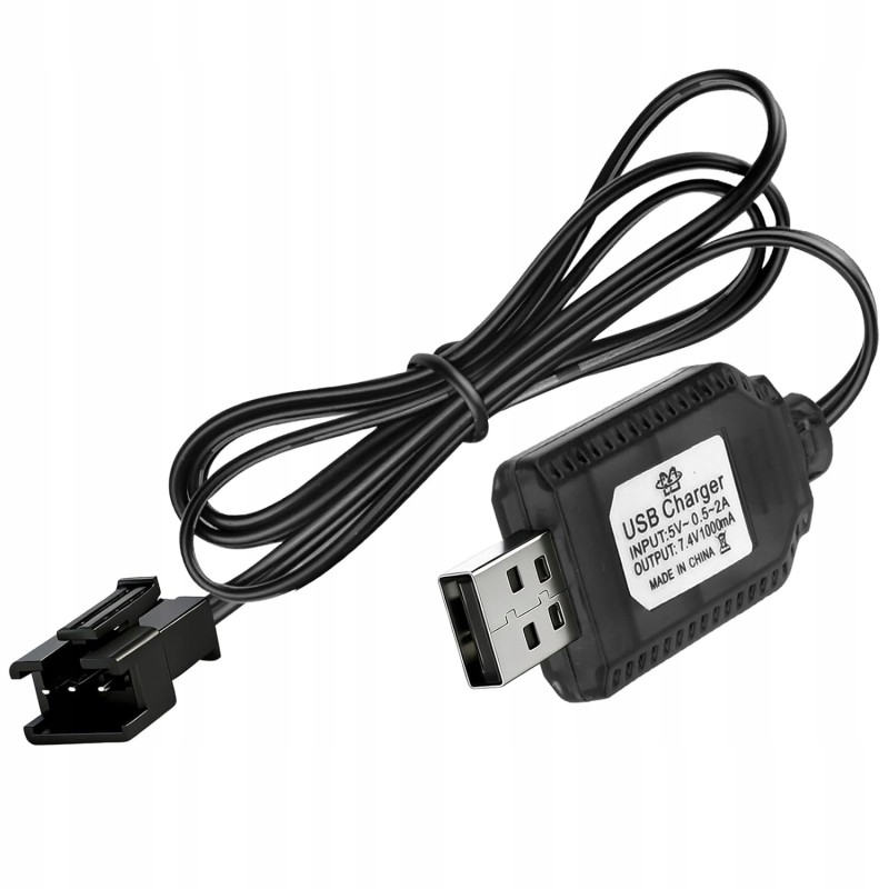 Outlet USB Ładowarka SM-3P 7,4V 2S LiPo z LED do akumulatorów RC Czarna
