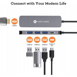 Outlet NOVOO koncentrator USB C, adapter 5 w 1
