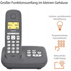 Outlet Telefon bezprzewodowy Gigaset A280A z wyświetlaczem Szary