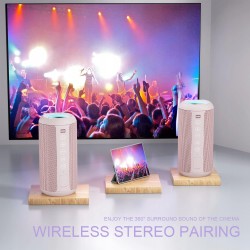 Outlet Przenośny Głośnik Ortizan Bluetooth IPX7 LED Hi-Fi 360° Różowy