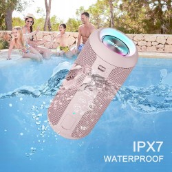 Outlet Przenośny Głośnik Ortizan Bluetooth IPX7 LED Hi-Fi 360° Różowy