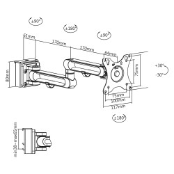 Outlet InLine Uchwyt do Monitora 17-32" Max 8kg VESA 75x75 100x100mm Biały