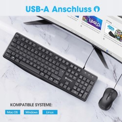 Outlet KOORUI Zestaw Klawiatura QWERTZ i Mysz QWERTZ Czarny