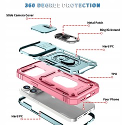 Outlet DAWEIXEAU Etui iPhone 14 Pro 6.1" z przesuwaną soczewką Różowe TPU