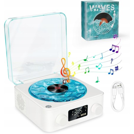 Outlet Głośnik Bluetooth RGB z winylu The Waves opcje szumu deszczu Biały