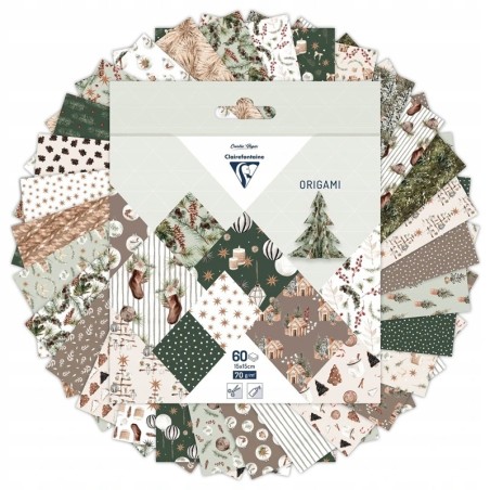 Outlet Papier origami Boże Narodzenie Clairefontaine 70 g/m² 15x15cm 60