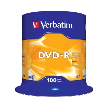 Outlet Płyty DVD VERBATIM DVD-R 4.7GB prędkość 16x 100szt. przezroczyste
