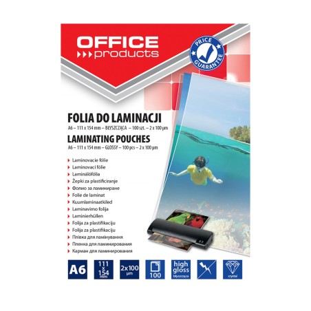 Folia laminacyjna Office Products A6 błyszcząca transparenta 100szt.