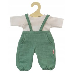 Outlet Ubranie dla lalek zielone ogrodniczki z koszulką Heless 28-35 cm