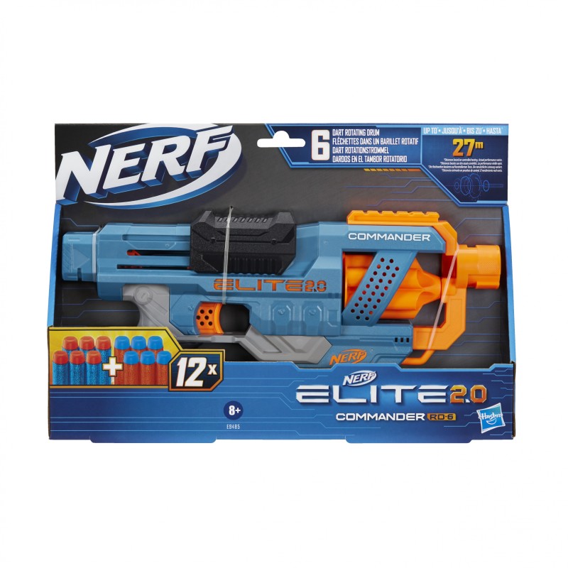Outlet Nerf E9485 wyrzutnia Commander RD-6 Hasbro +8 Niebieski OPIS