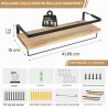 Outlet Wisząca Półka Ścienna Drewniana 42x15x7,5cm z Haczykami, max 15kg