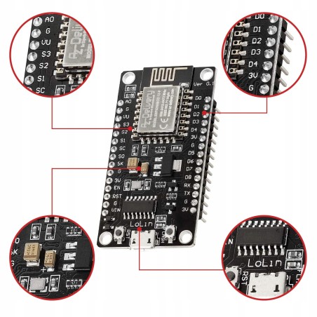 AZDelivery 4 sztuki NodeMCU Lolin V3 Moduł ESP8266 ESP-12F WIFI do Arduino