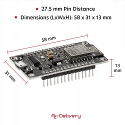 AZDelivery 4 sztuki NodeMCU Lolin V3 Moduł ESP8266 ESP-12F WIFI do Arduino
