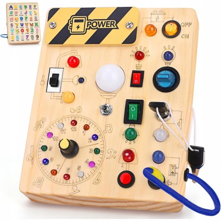 Outlet DREWNIANA TABLICA MANIPULACYJNA Montessori ŚWIATŁA LED DLA DZIECKA