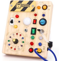 Outlet DREWNIANA TABLICA MANIPULACYJNA Montessori ŚWIATŁA LED DLA DZIECKA