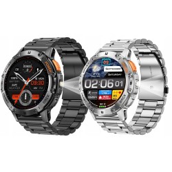 Outlet LIGE smartwatch męski czarna stal Bluetooth rozmowy 1.43 Android iOS