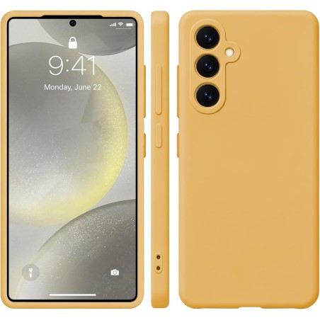 Outlet Etui Samsung Galaxy S24 Silikonowe Gładkie Pomarańczowe z Mikrofibrą