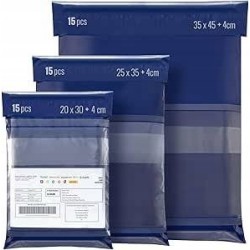 Outlet R6383 Zestaw toreb wysyłkowych w 3 rozmiarach po 15 szt niebieskie
