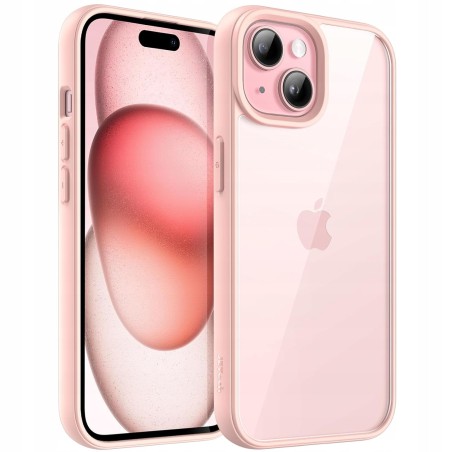 Outlet JETech Etui do iPhone 15 6,1" Przezroczysto-Różowe TPU Wytrzymałe